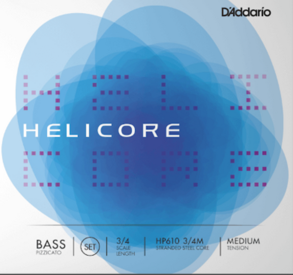 Helicore Pizzicato Bass String Set, 3/4 Scale, Medium Tension