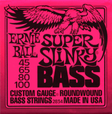 Ernie Ball Super Slinky Bass Guitar Strings Bass 4, 45-65-80-100 Part 2834