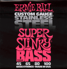 Ernie Ball Electric Bass Guitar Strings Stainless Steel Super Slinky 4, 45-64-80-100 Part 2844