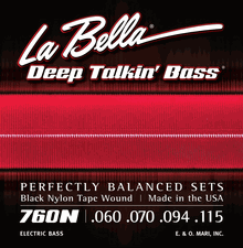 La Bella Electric Bass Guitar Deep Talkin Bass Black Nylon Tape Wound 60-70-94-115 760N
