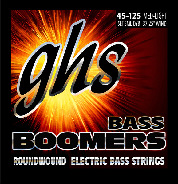 GHS 5-STRING BASS BOOMERS - Medium Light, 5 String (36.5" winding) 45-125