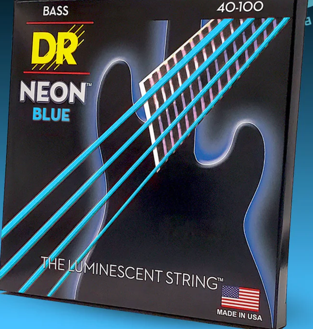 Hi-Def NEON™ Color Coated 4-String Bass Set 40-100 BLUE - Bass Strings Only