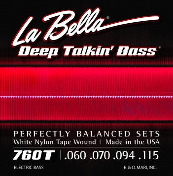 La Bella Electric Bass Guitar Deep Talkin White Nylon Tape Wound  60-70-94-115 760T