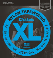 D’Addario ETB92 M50-105 Medium, Medium Scale, XL Nylon Tapewound Bass Strings