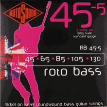 RotoSound Nickel on Steel Roundwound Bass Guitar Strings long scale 45-65-85-105-130 RB45-5
