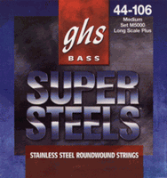GHS Electric Bass 4 String Super Steels Roundwound 34" - 36" Scales, .044 - .106, M5000