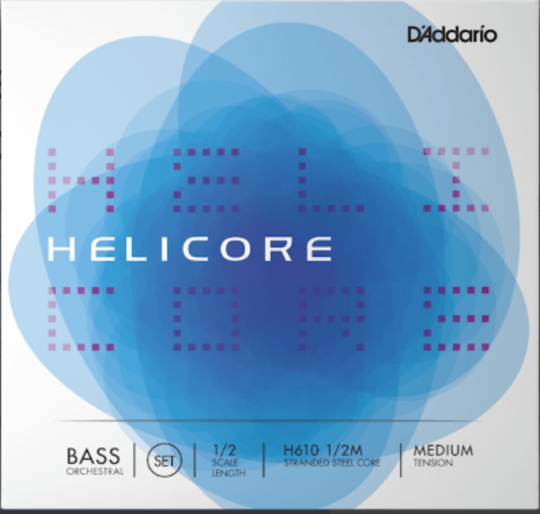 Helicore Orchestral Bass String Set, 1/2 Scale, Medium Tension Bass