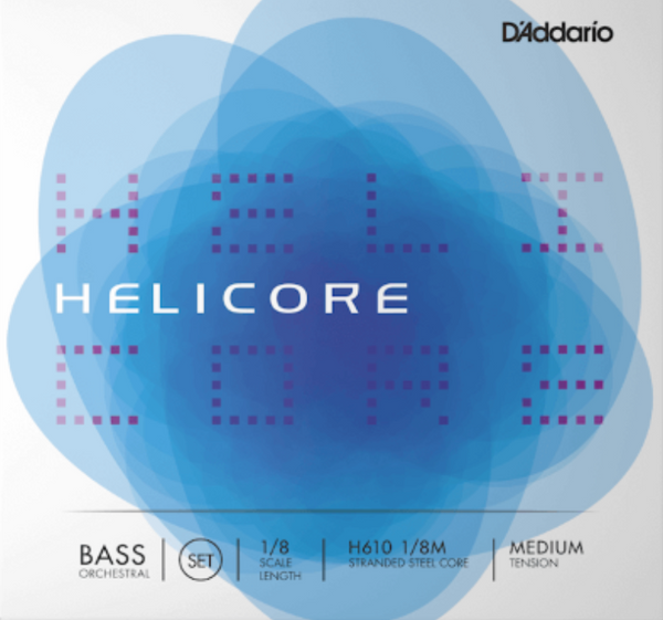 Helicore Orchestral Bass String Set, 1/8 Scale, Medium Tension
