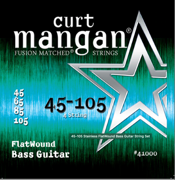 Curt Mangan 45-105 Stainless FlatWound Bass Guitar String Set