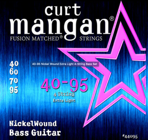 Curt Mangan 40-95 Nickel Wound Extra Light 4-String Bass Set