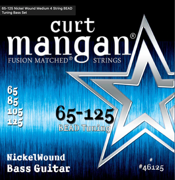 Curt Mangan 65-125 Nickel Wound Medium 4 String BEAD Tuning Bass Set