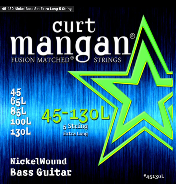 Curt Mangan 45-130 Nickel Bass Set Extra Long 5 String