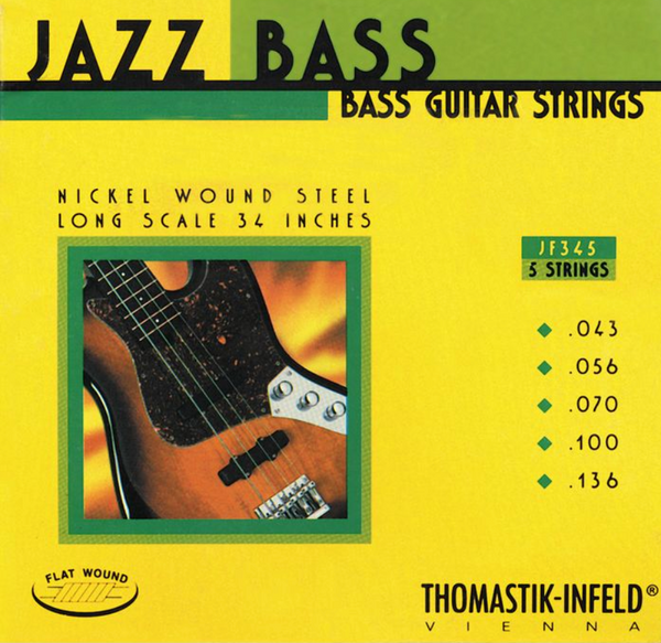 Thomastik-Infeld JF345 Jazz Nickel Flat Wound Round Core 5-String Electric Bass Strings Long Scale 43-136