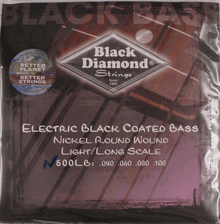 Black Diamond Black Coated Electric Bass Guitar, .040 - .100, N500LB