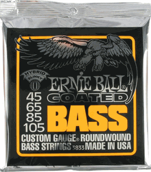 Ernie Ball Coated Bass Guitar Strings Hybrid 4 String, 45-65-85-105 Part 3833