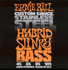 Ernie Ball Electric Bass Guitar Strings Stainless Steel Hybrid Slinky 4, 45-65-85-105 Part 2843