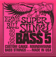 Ernie Ball Bass Guitar Strings Roundwound 5-String Super Slinky 5, 40-60-75-95-125 Part 2824