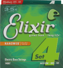 Elixir Bass Guitar Extra Long Scale NanoWeb Coating 045-105 Part # 14087